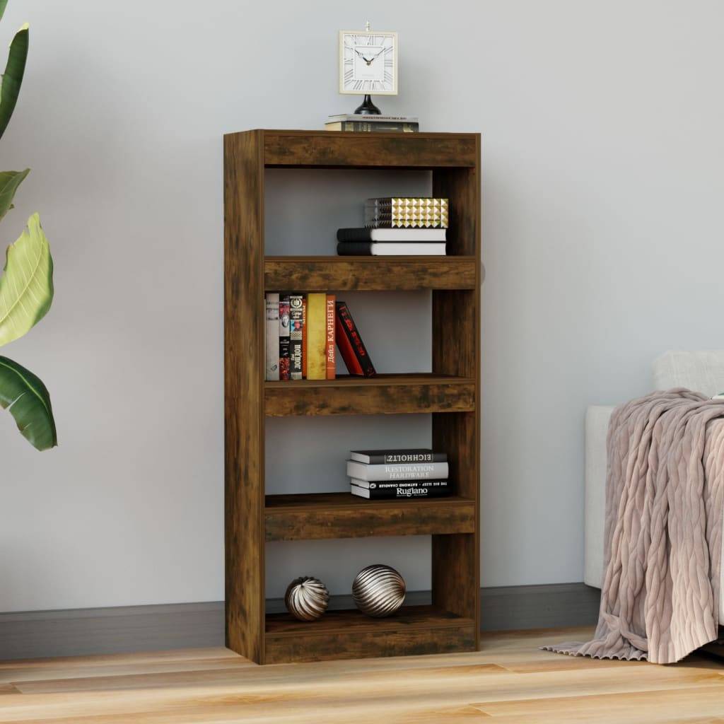 vidaXL Bücherregal/Raumteiler Räuchereiche 60x30x135 cm Holzwerkstoff