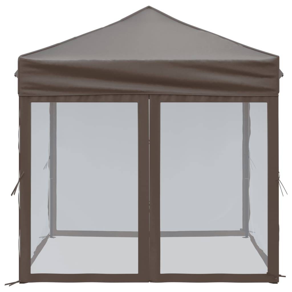 vidaXL Partyzelt Faltbar mit Seitenwänden Taupe 2x2 m