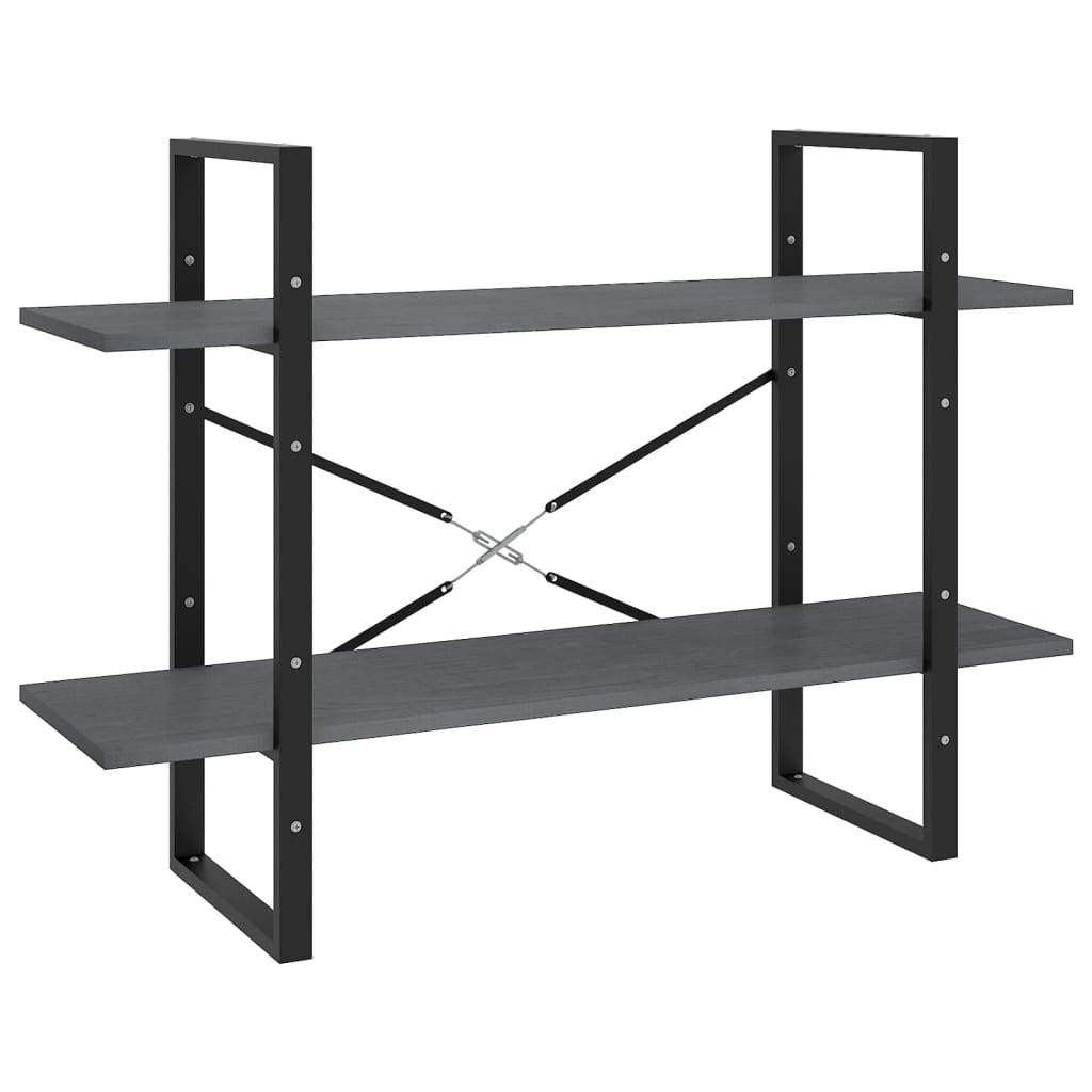 vidaXL Bücherregal 2 Böden Grau 100x30x70 cm Massivholz Kiefer