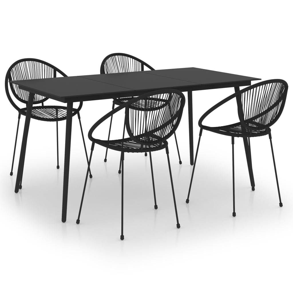vidaXL 5-tlg. Garten-Essgruppe PVC Rattan Schwarz