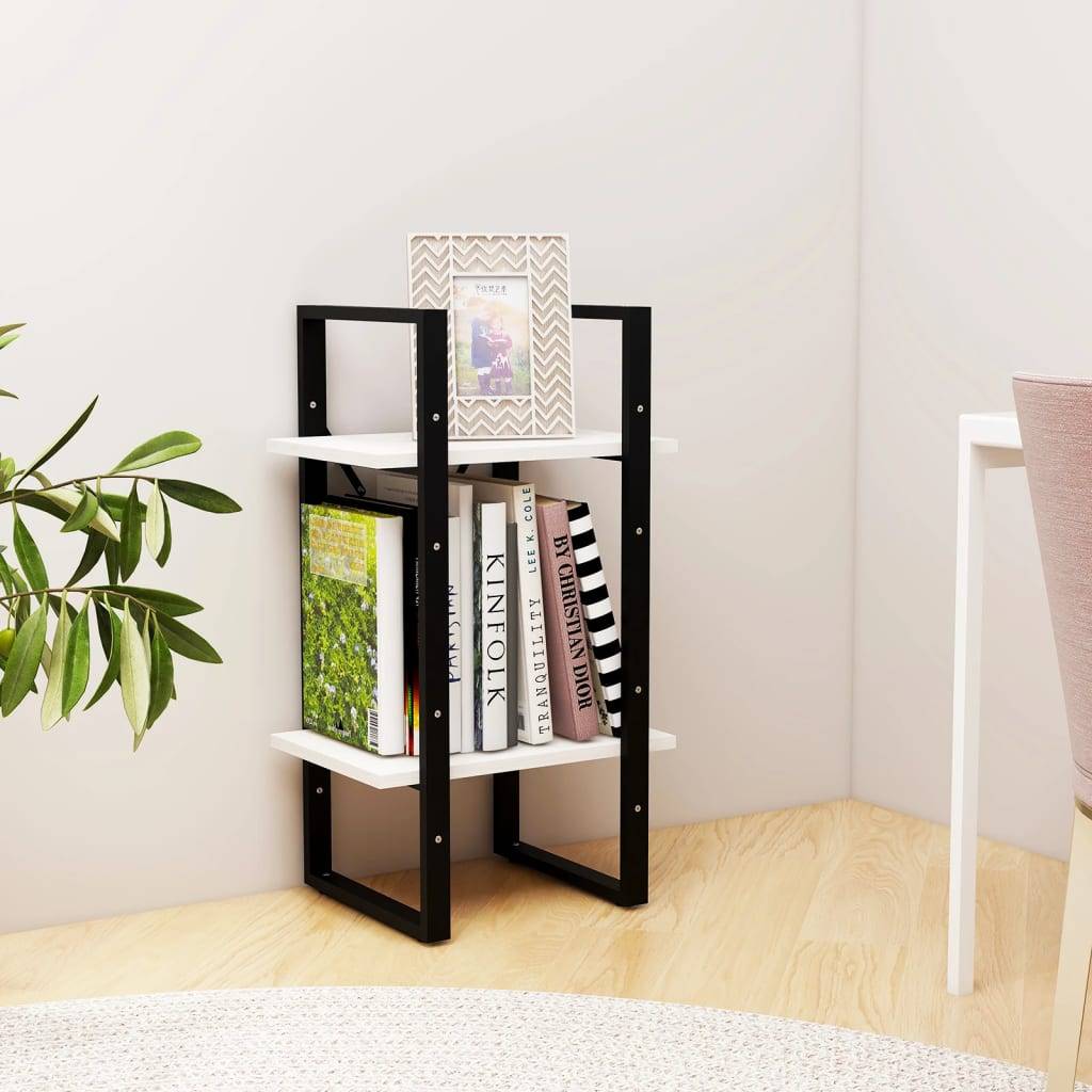 vidaXL Bücherregal 2 Böden Weiß 40x30x70 cm Massivholz Kiefer