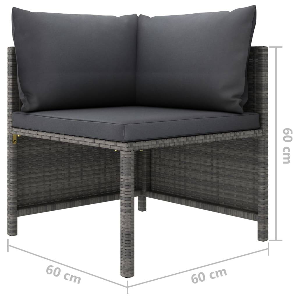 vidaXL 12-tlg. Garten-Lounge-Set mit Kissen Poly Rattan Grau