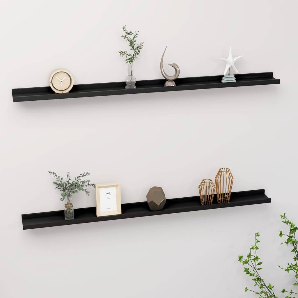 vidaXL Wandregale 2 Stk. Schwarz 115x9x3 cm