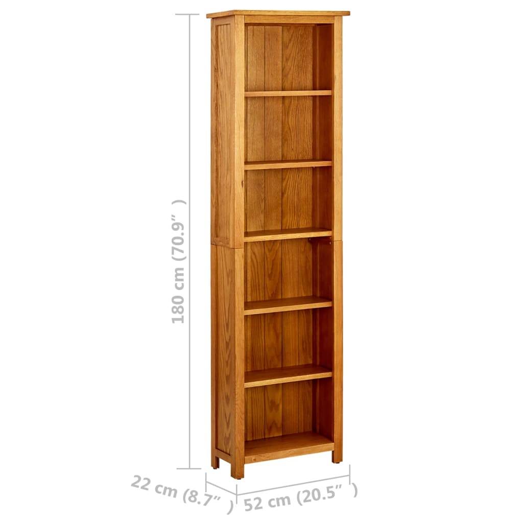 vidaXL Bücherregal 6 Fächer 52x22x180 cm Massivholz Eiche