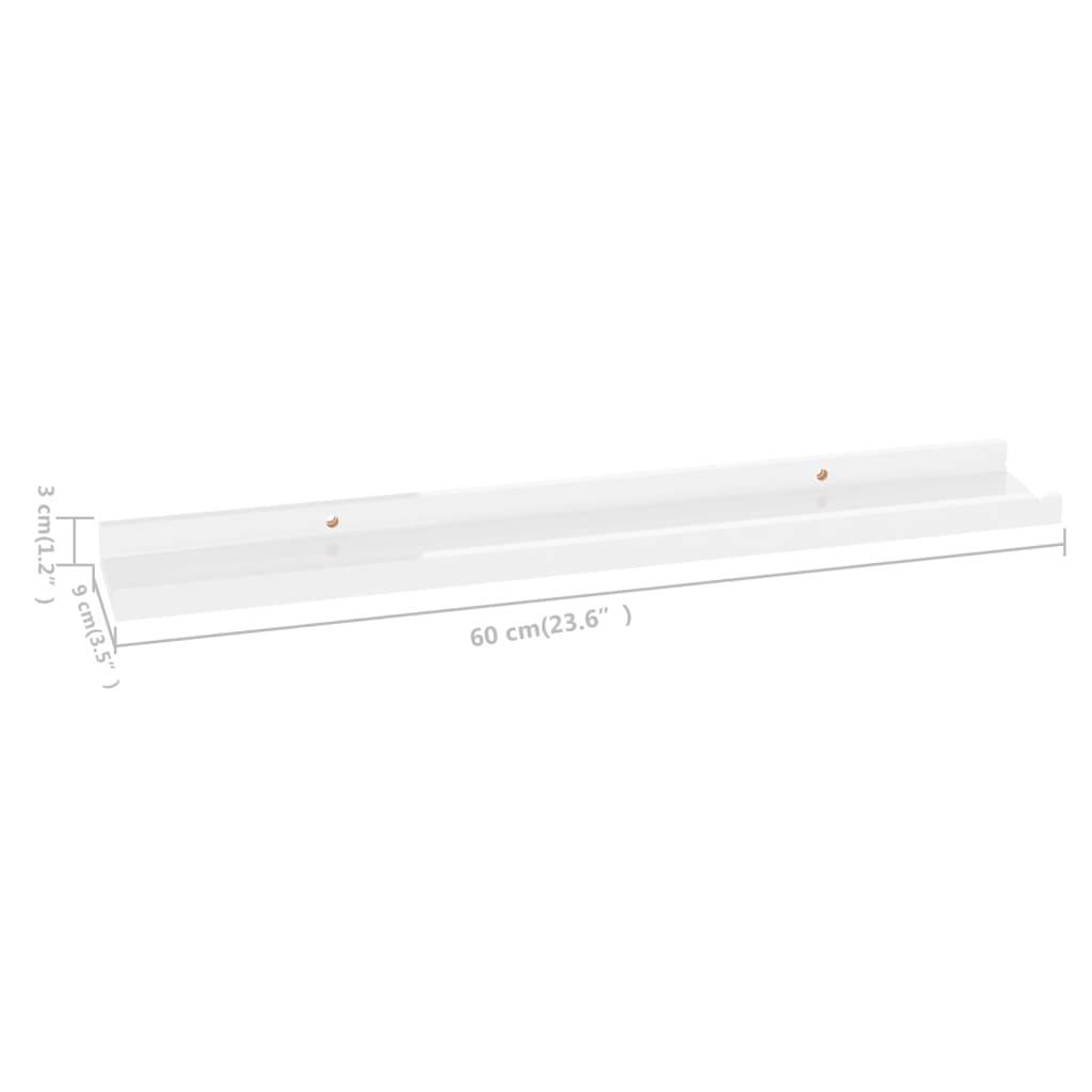 vidaXL Wandregale 4 Stk. Hochglanz-Weiß 60x9x3 cm