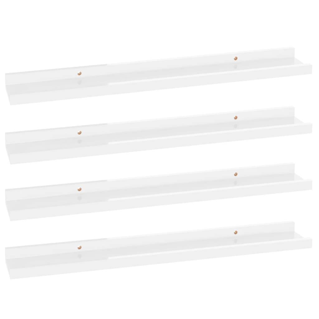 vidaXL Wandregale 4 Stk. Hochglanz-Weiß 60x9x3 cm
