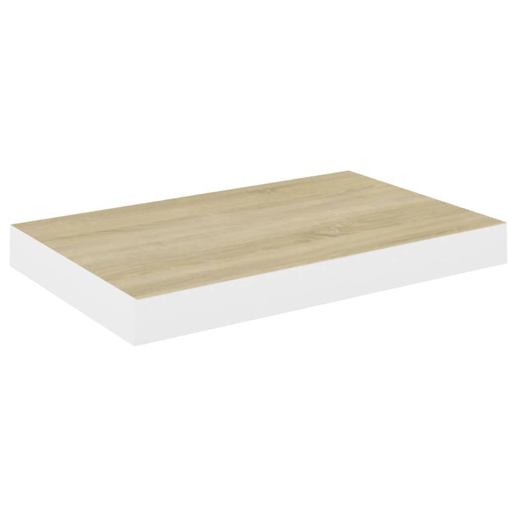 vidaXL Schweberegale 2 Stk. Eichen-Optik und Weiß 50x23x3,8 cm MDF