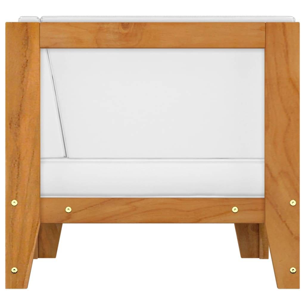 vidaXL Modular-Ecksofa mit Cremeweißen Kissen Akazie Massivholz