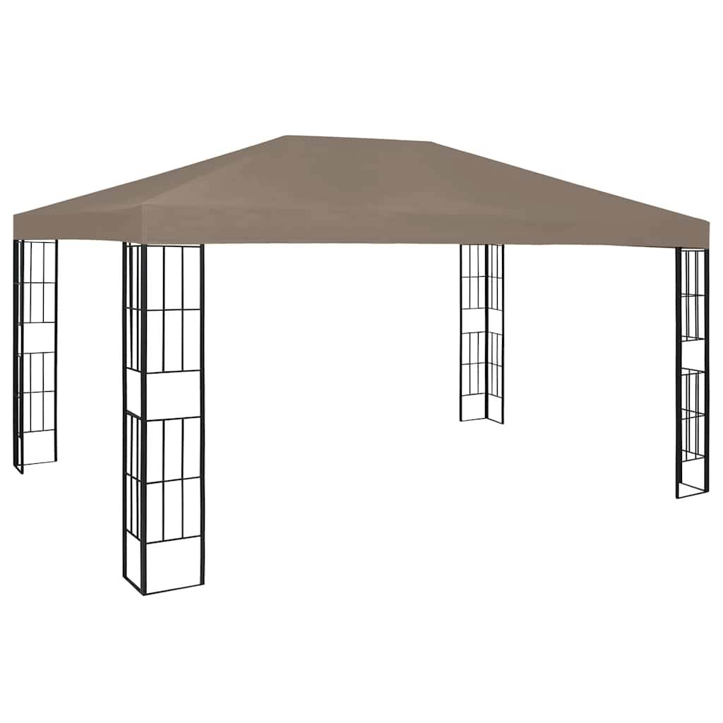 vidaXL Pavillon mit LED-Lichterkette 4x3 m Taupe