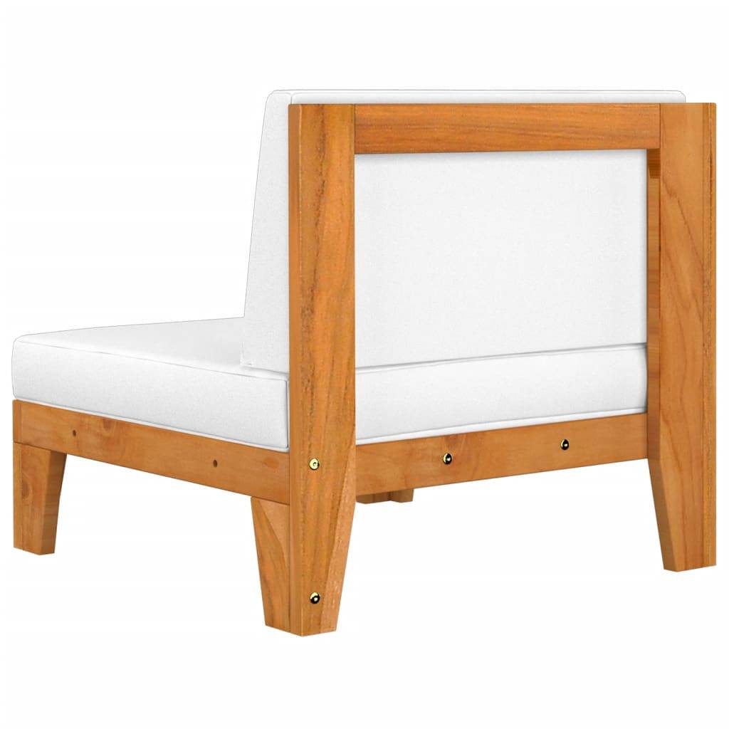 vidaXL Modular-Ecksofa mit Cremeweißen Kissen Akazie Massivholz