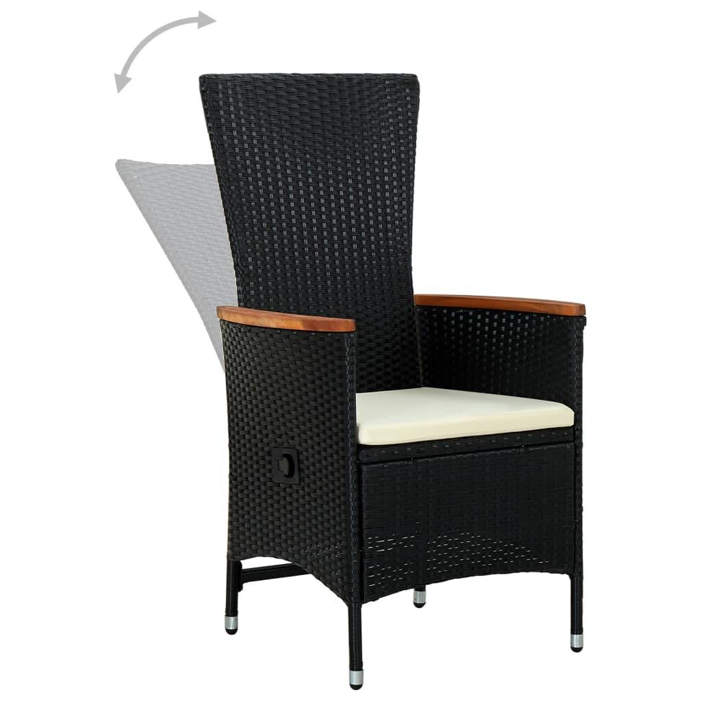 vidaXL Gartenstühle 2 Stk. mit Polstern Poly Rattan Schwarz