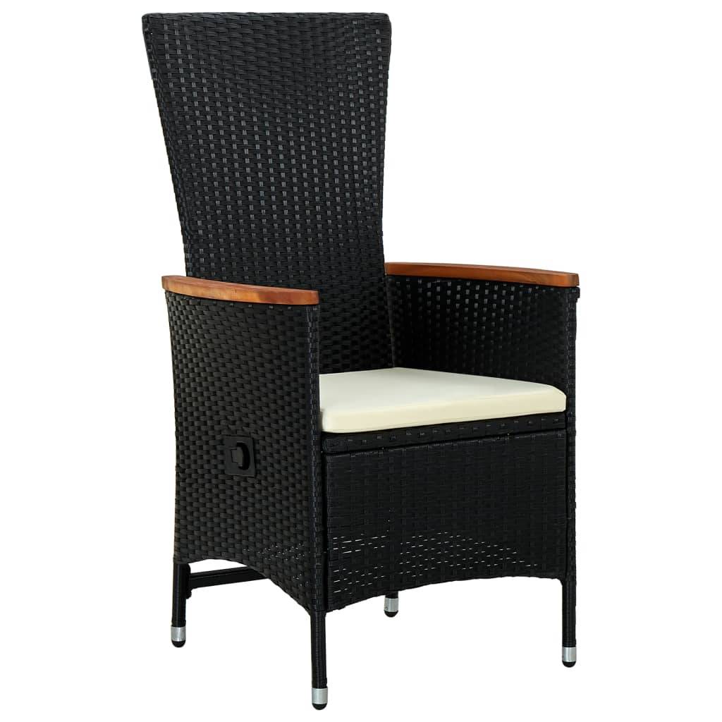 vidaXL 3-tlg. Garten-Essgruppe mit Kissen Schwarz Poly Rattan