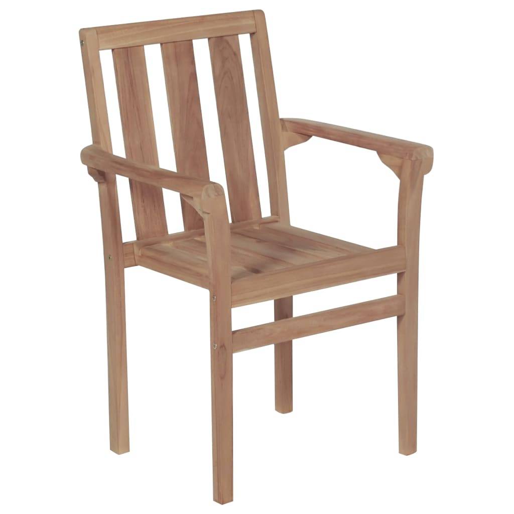 vidaXL Gartenstühle 2 Stk. mit Grauen Kissen Massivholz Teak