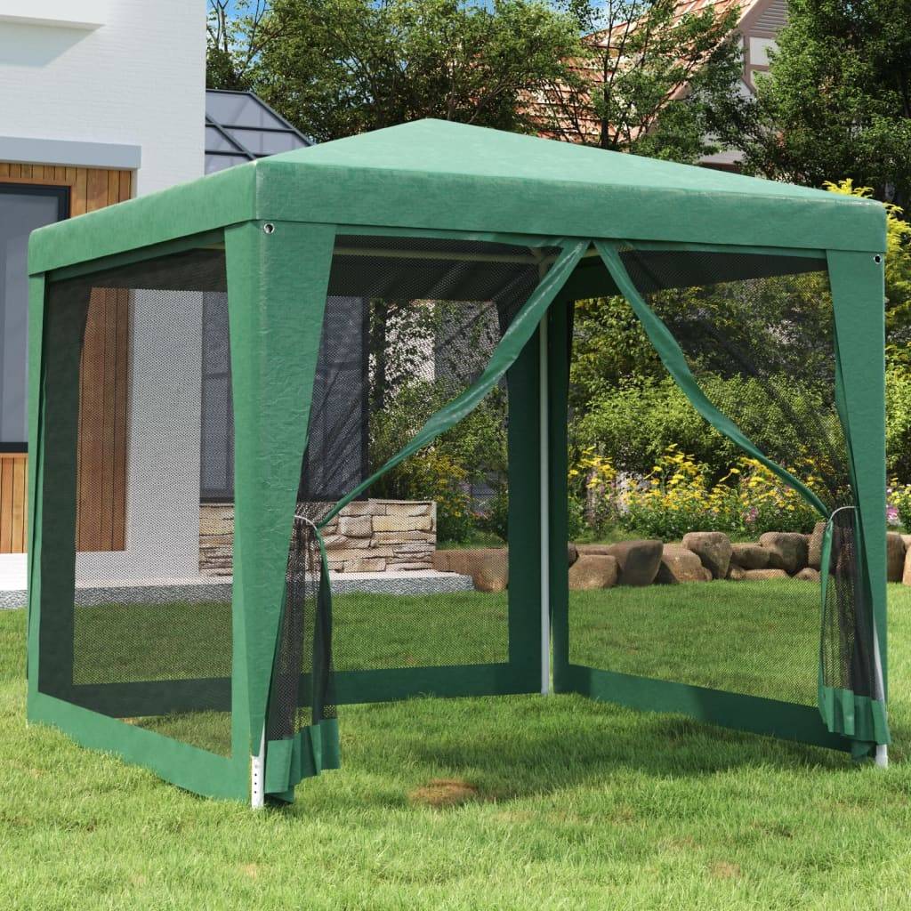 vidaXL Partyzelt mit 4 Mesh-Seitenwänden Grün 2,5x2,5 m HDPE