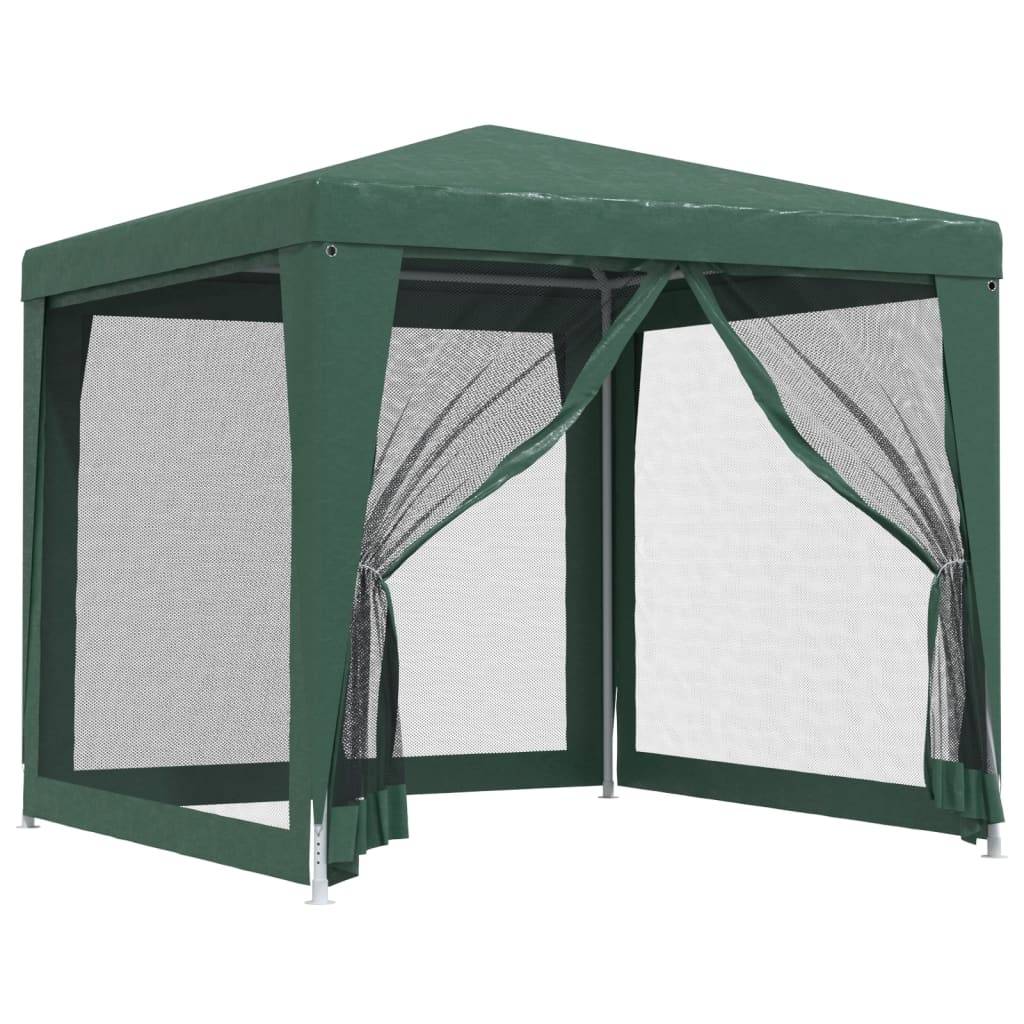 vidaXL Partyzelt mit 4 Mesh-Seitenwänden Grün 2,5x2,5 m HDPE