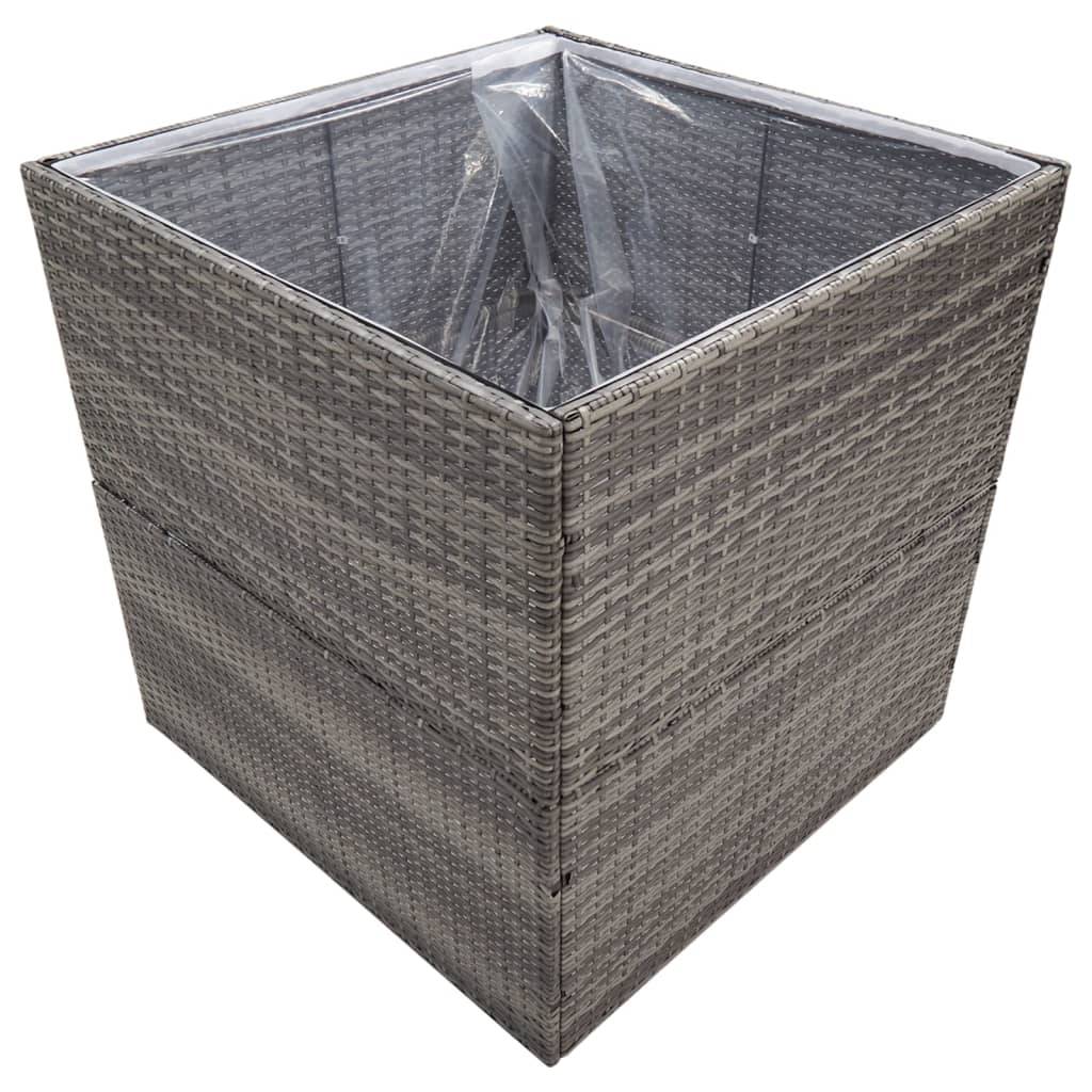 vidaXL Pflanzkübel Grau 80x80x80 cm Poly Rattan