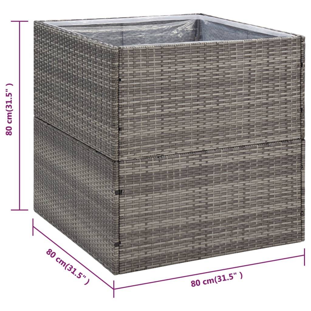 vidaXL Pflanzkübel Grau 80x80x80 cm Poly Rattan