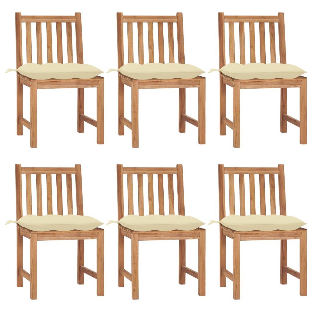 vidaXL Gartenstühle 6 Stk. mit Kissen Massivholz Teak