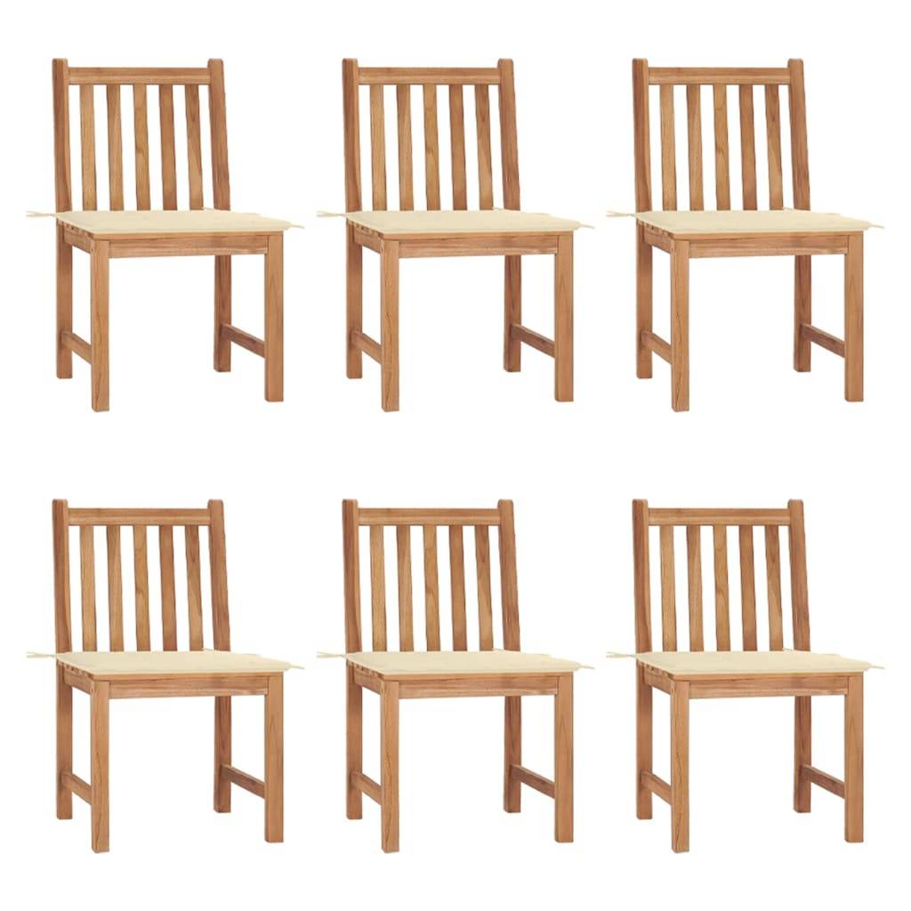 vidaXL Gartenstühle 6 Stk. mit Kissen Massivholz Teak