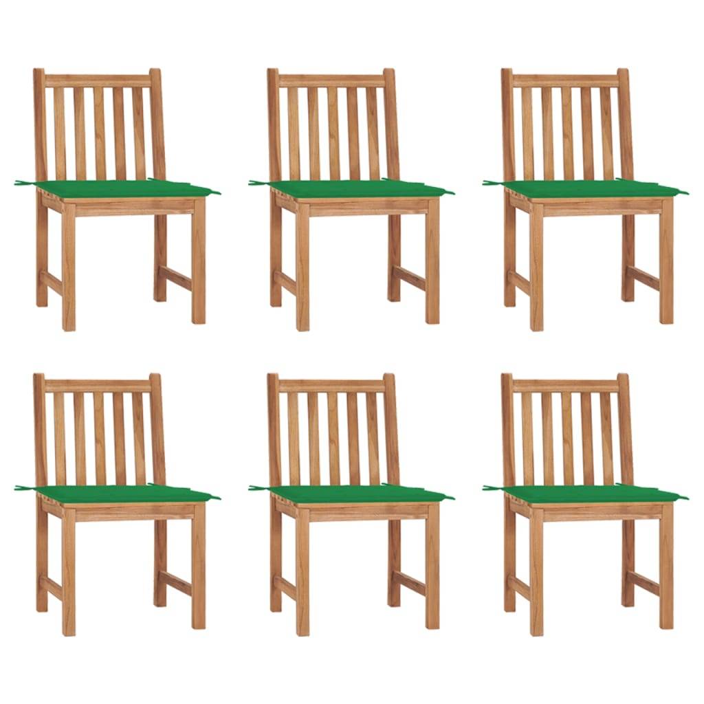 vidaXL Gartenstühle 6 Stk. mit Kissen Massivholz Teak
