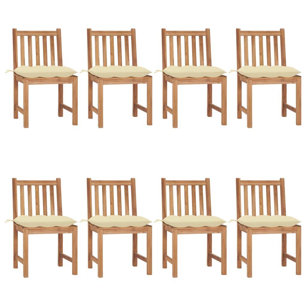 vidaXL Gartenstühle 8 Stk. mit Kissen Massivholz Teak