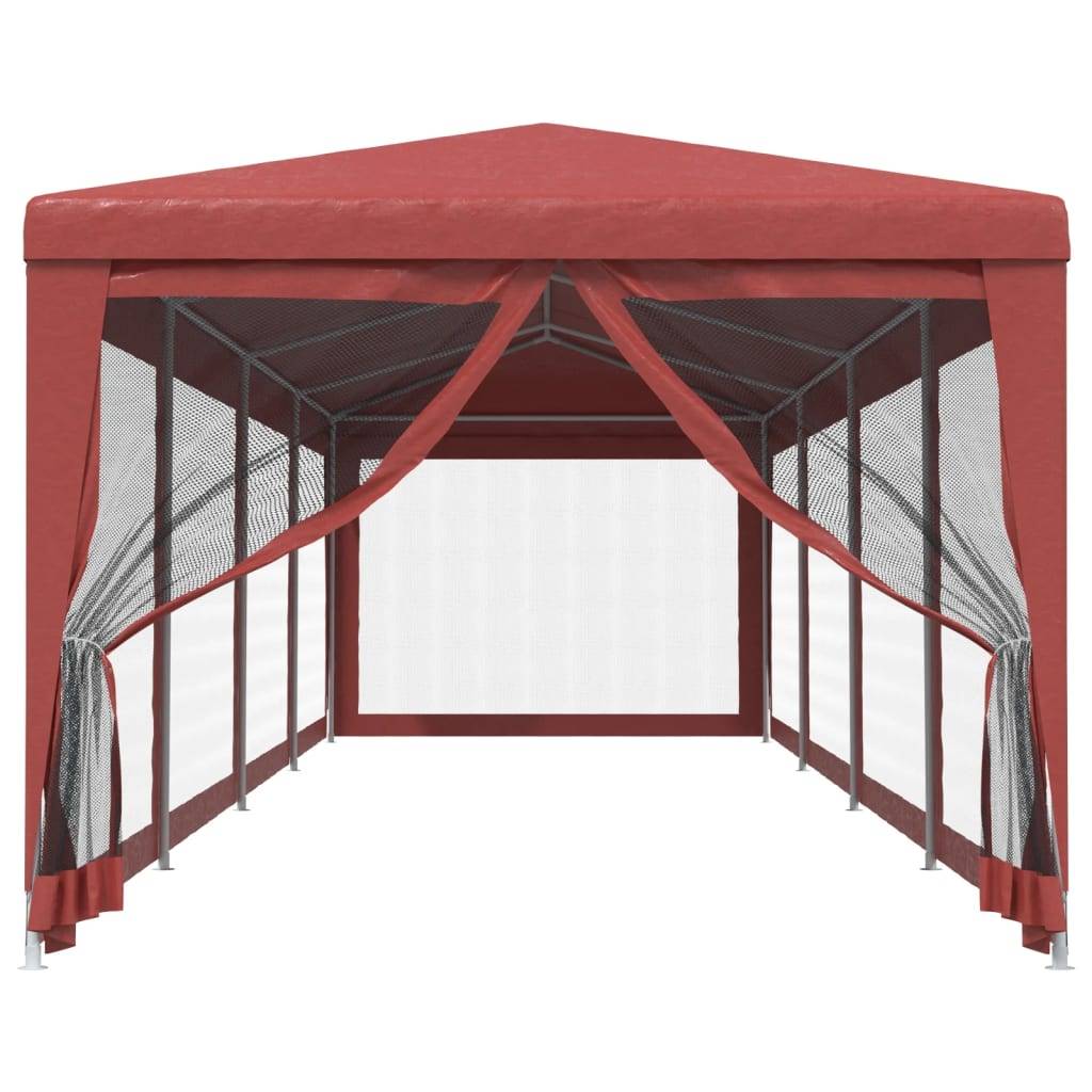 vidaXL Partyzelt mit 10 Mesh-Seitenwänden Rot 3x12 m HDPE