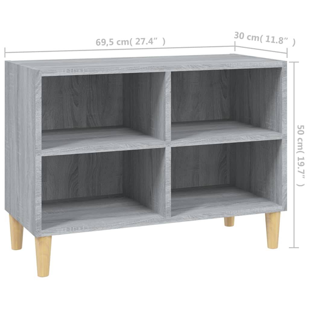 vidaXL TV-Schrank mit Massivholz-Beinen Grau Sonoma 69,5x30x50 cm