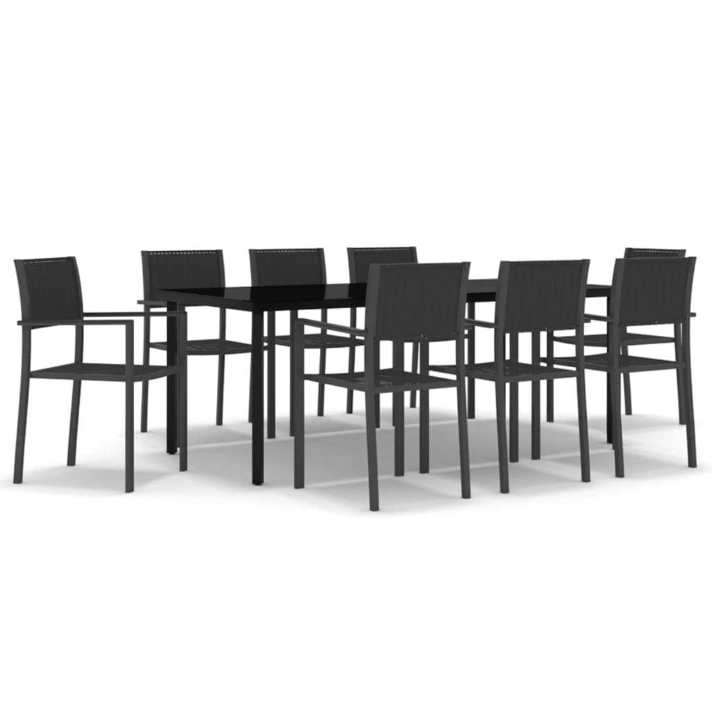 vidaXL 9-tlg. Garten-Essgruppe Schwarz