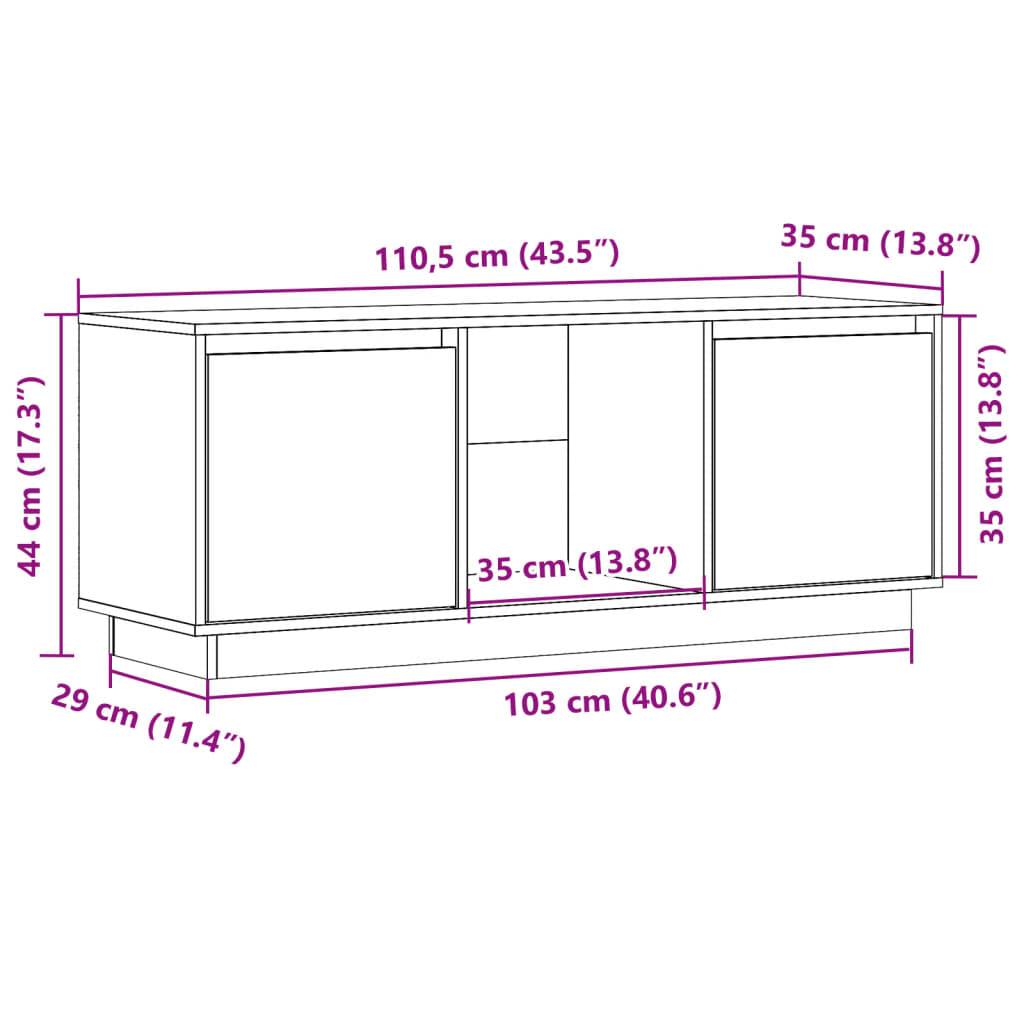 vidaXL TV-Schrank Grau 110,5x35x44 cm Massivholz Kiefer
