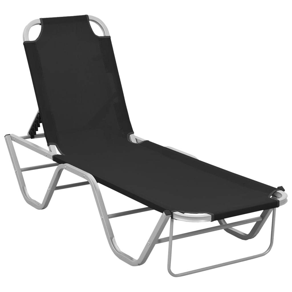 vidaXL Sonnenliege Aluminium und Textilene Schwarz