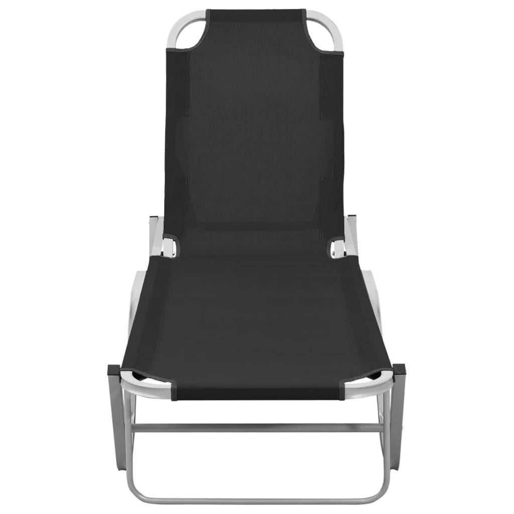 vidaXL Sonnenliege Aluminium und Textilene Schwarz