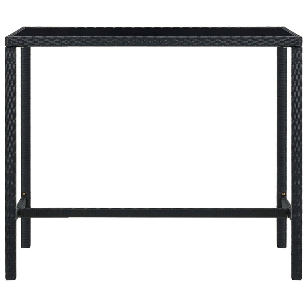 vidaXL 7-tlg. Gartenbar-Set mit Kissen Poly Rattan Schwarz
