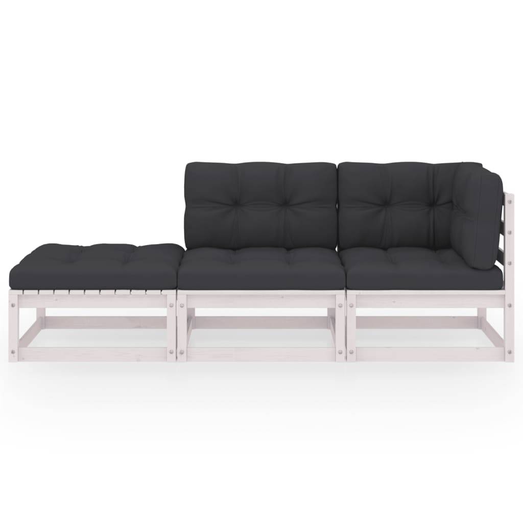 vidaXL 3-tlg. Garten-Lounge-Set mit Kissen Kiefer Massivholz