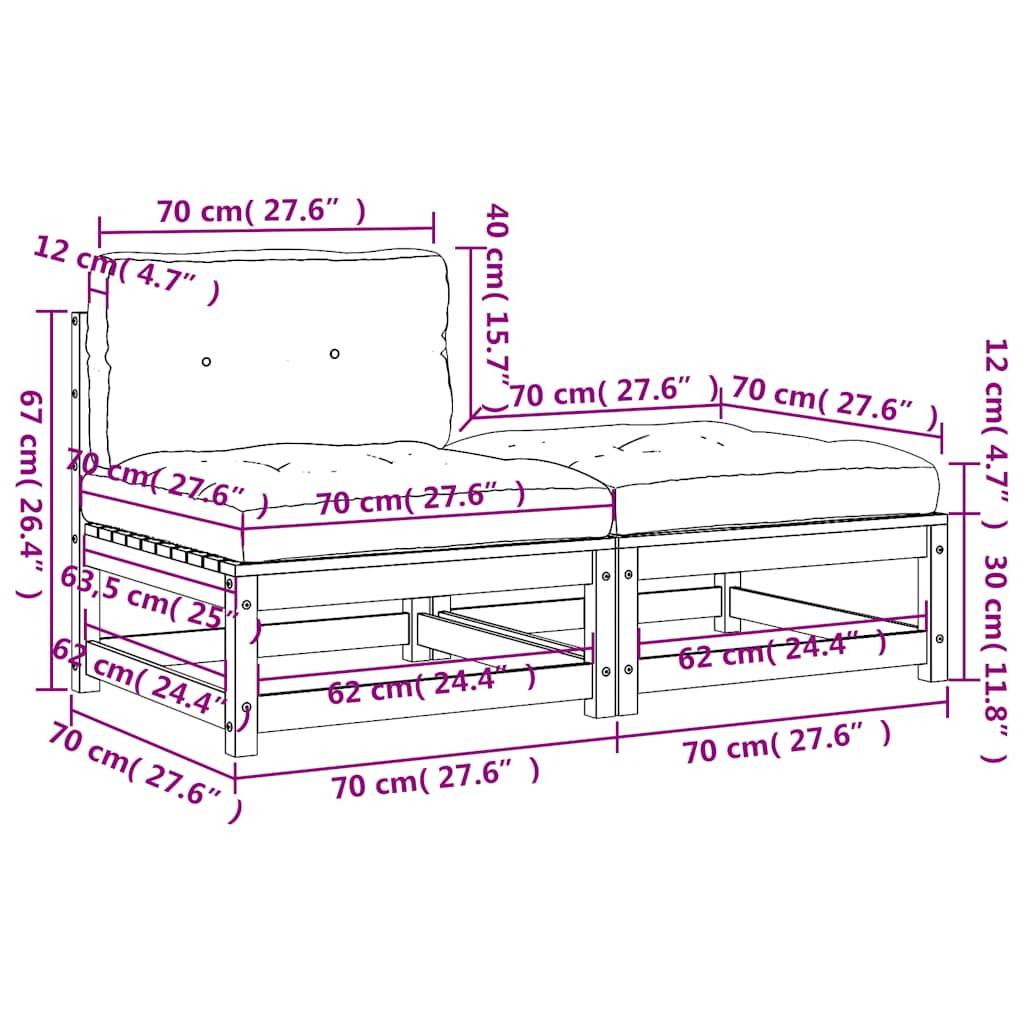 vidaXL 2-tlg. Garten-Lounge-Set mit Kissen Weiß Kiefer Massivholz