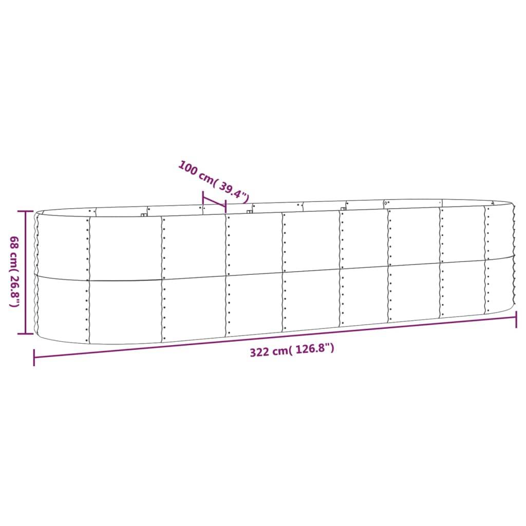 vidaXL Hochbeet Pulverbeschichteter Stahl 322x100x68 cm Grau