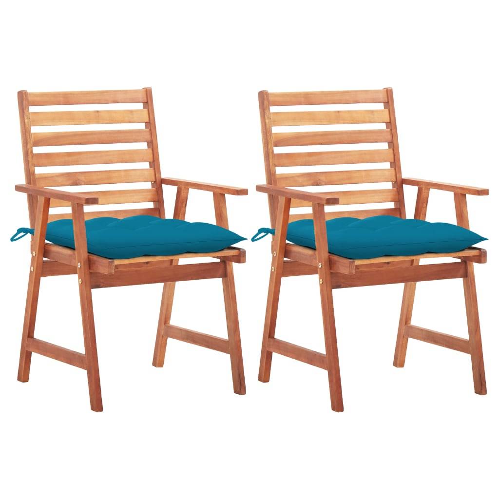 vidaXL Garten-Essstühle 2 Stk. mit Kissen Massivholz Akazie