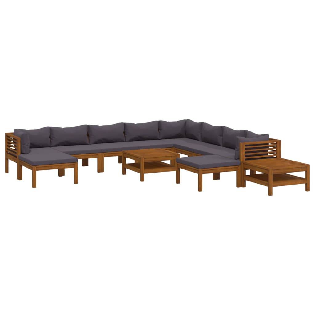 vidaXL 12-tlg. Garten-Lounge-Set mit Auflage Massivholz Akazie