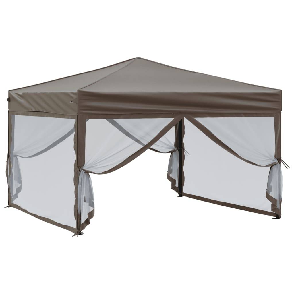 vidaXL Partyzelt Faltbar mit Seitenwänden Taupe 3x3 m