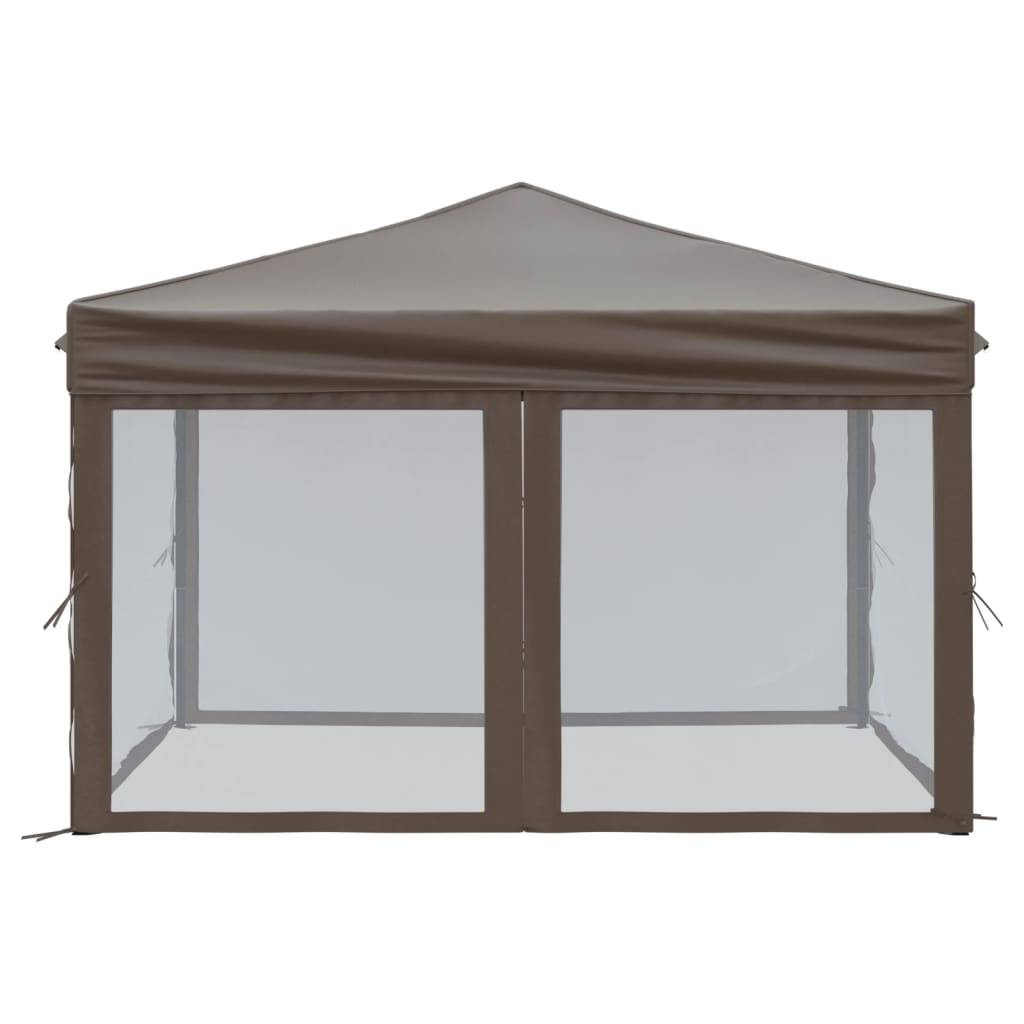 vidaXL Partyzelt Faltbar mit Seitenwänden Taupe 3x3 m