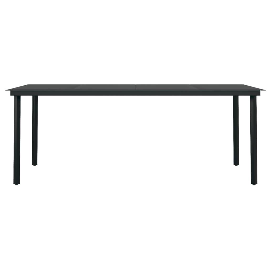 vidaXL Garten-Esstisch Schwarz 200x100x74 cm Stahl und Glas