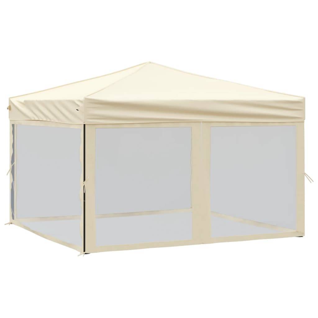 vidaXL Partyzelt Faltbar mit Seitenwänden Creme 3x3 m