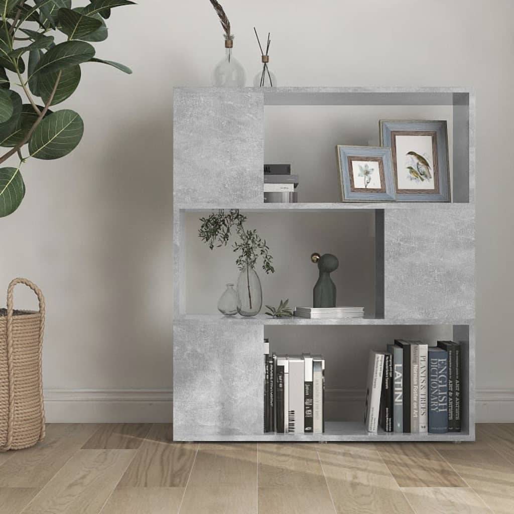 vidaXL Bücherregal Raumteiler Betongrau 80x24x94 cm Holzwerkstoff