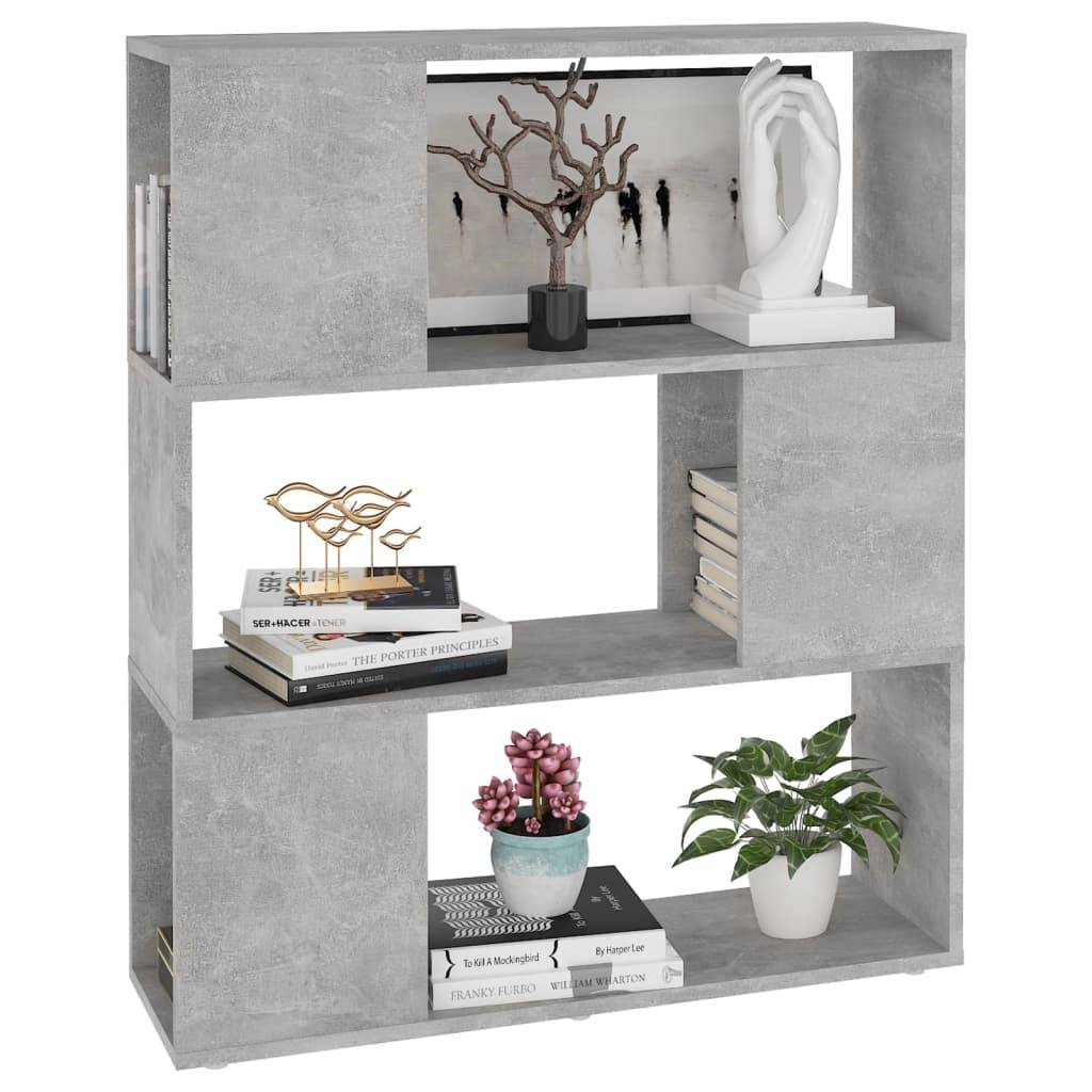 vidaXL Bücherregal Raumteiler Betongrau 80x24x94 cm Holzwerkstoff