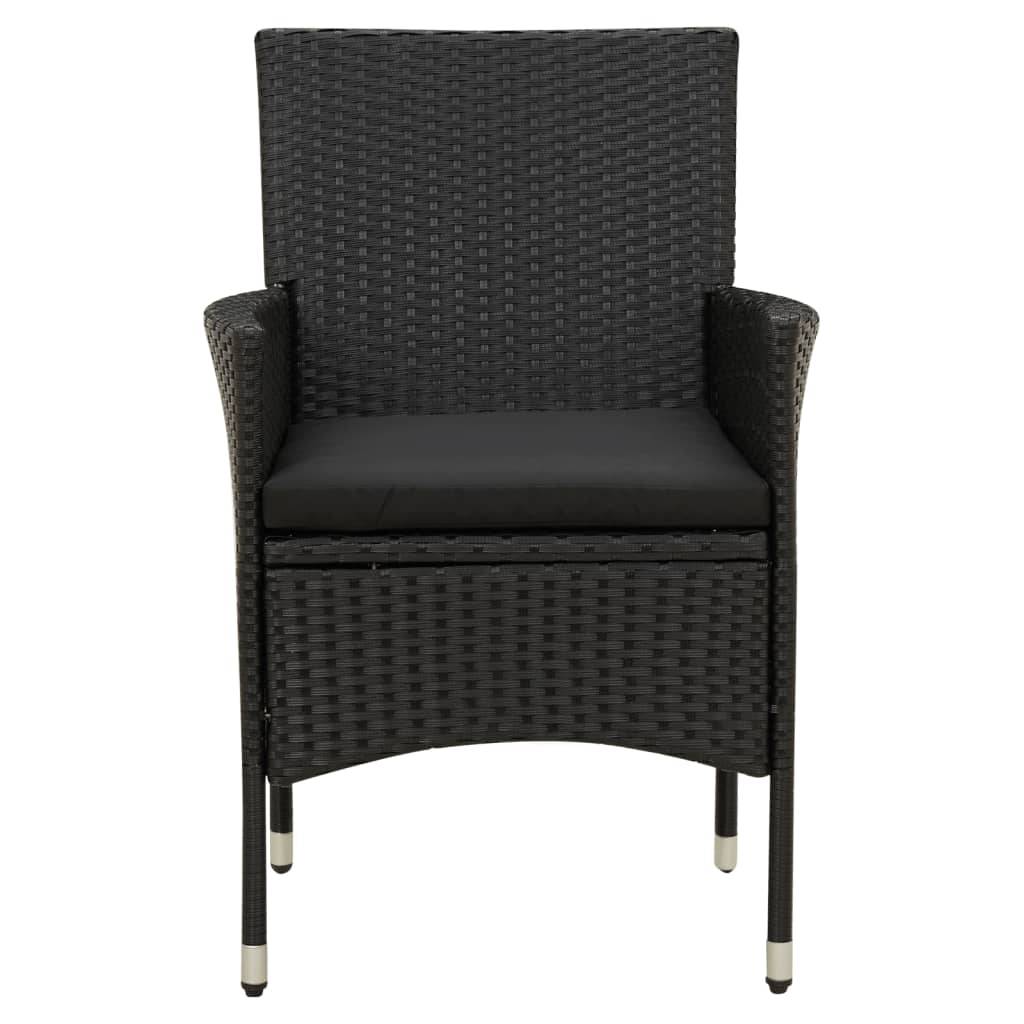 vidaXL Gartenstühle mit Kissen 4 Stk. Poly Rattan Schwarz