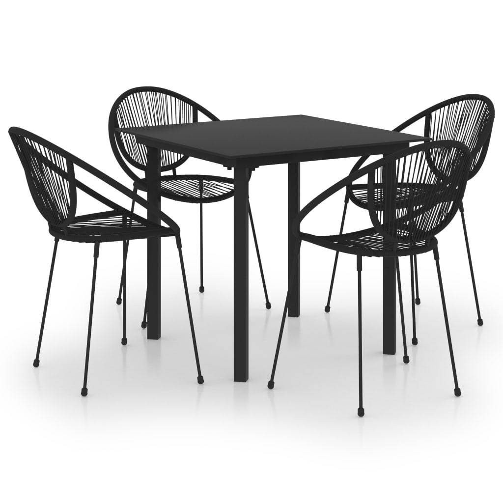 vidaXL 5-tlg. Garten-Essgruppe PVC Rattan Schwarz