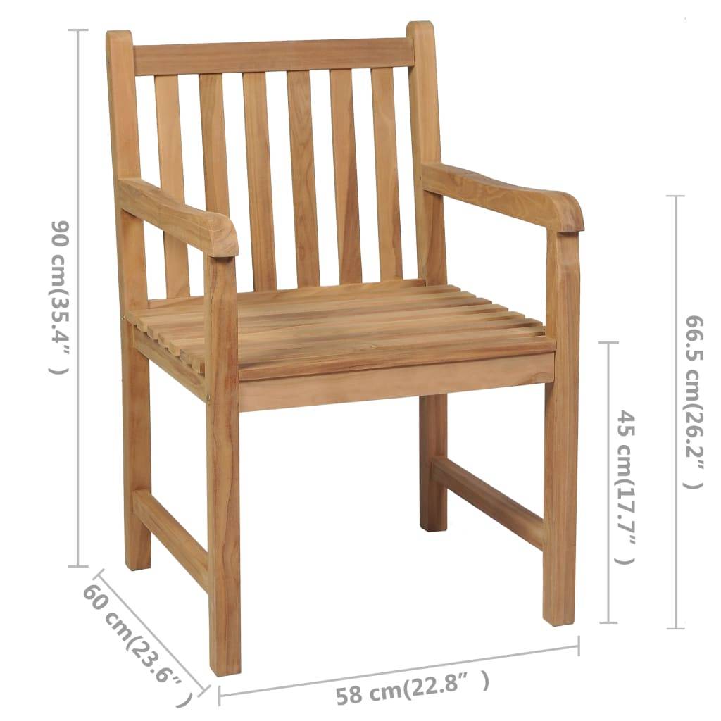 vidaXL Gartenstühle 4 Stk. mit Grünen Kissen Massivholz Teak