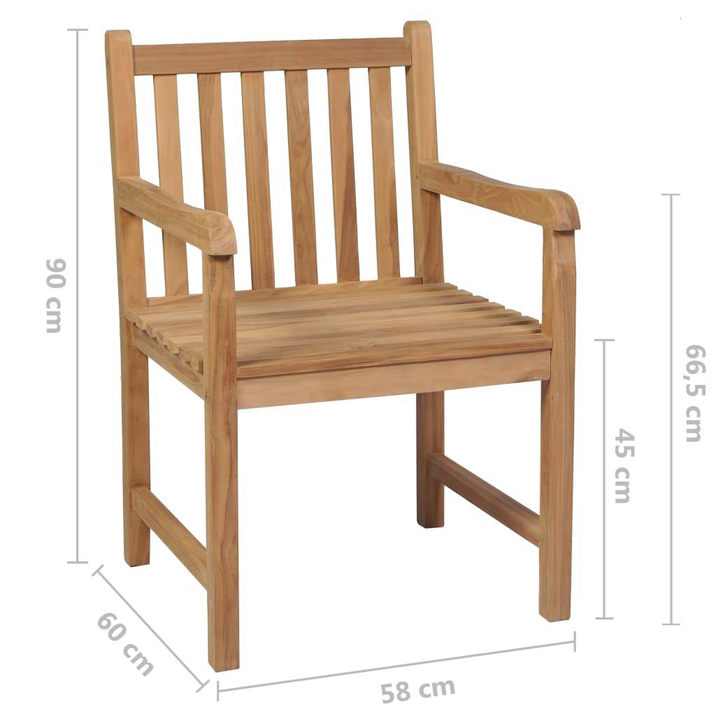 vidaXL Gartenstühle 8 Stk. Graue Karomuster-Kissen Massivholz Teak