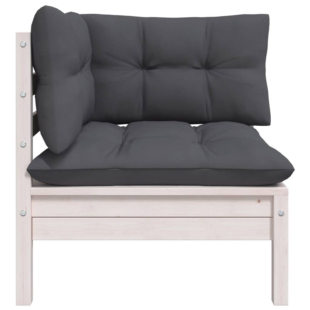 vidaXL Gartensofa 2-Sitzer mit Kissen in Weiß Massivholz Kiefer