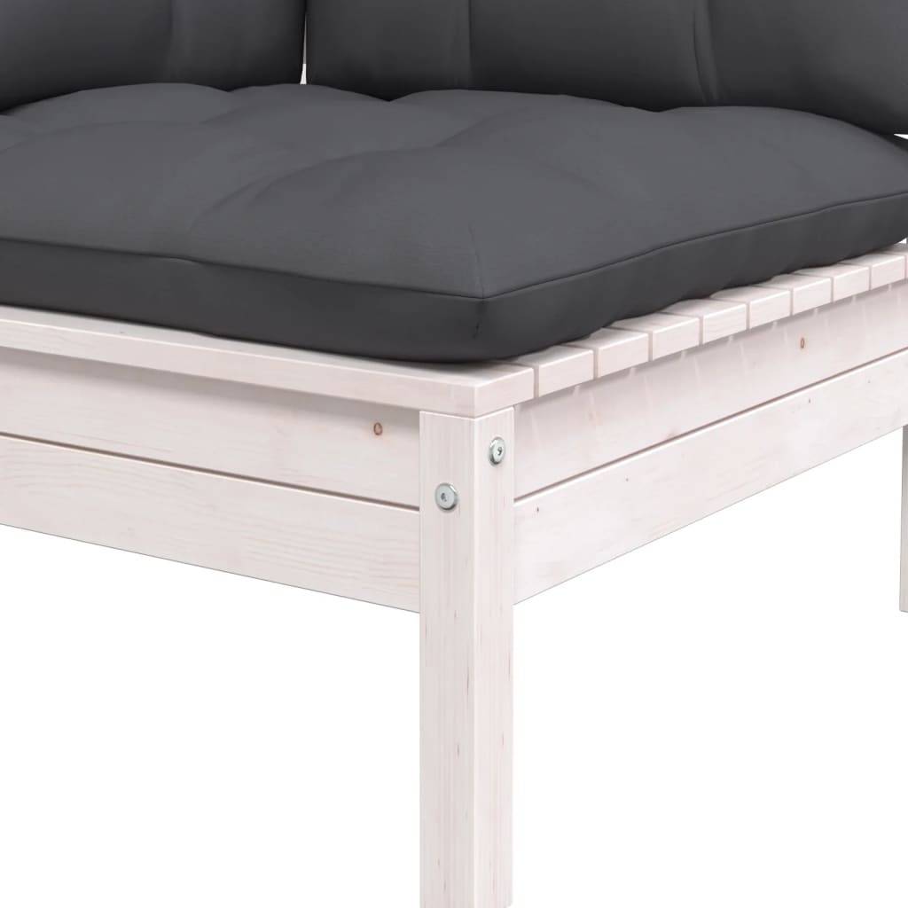 vidaXL Garten-Ecksofa mit Kissen Weiß Massivholz Kiefer
