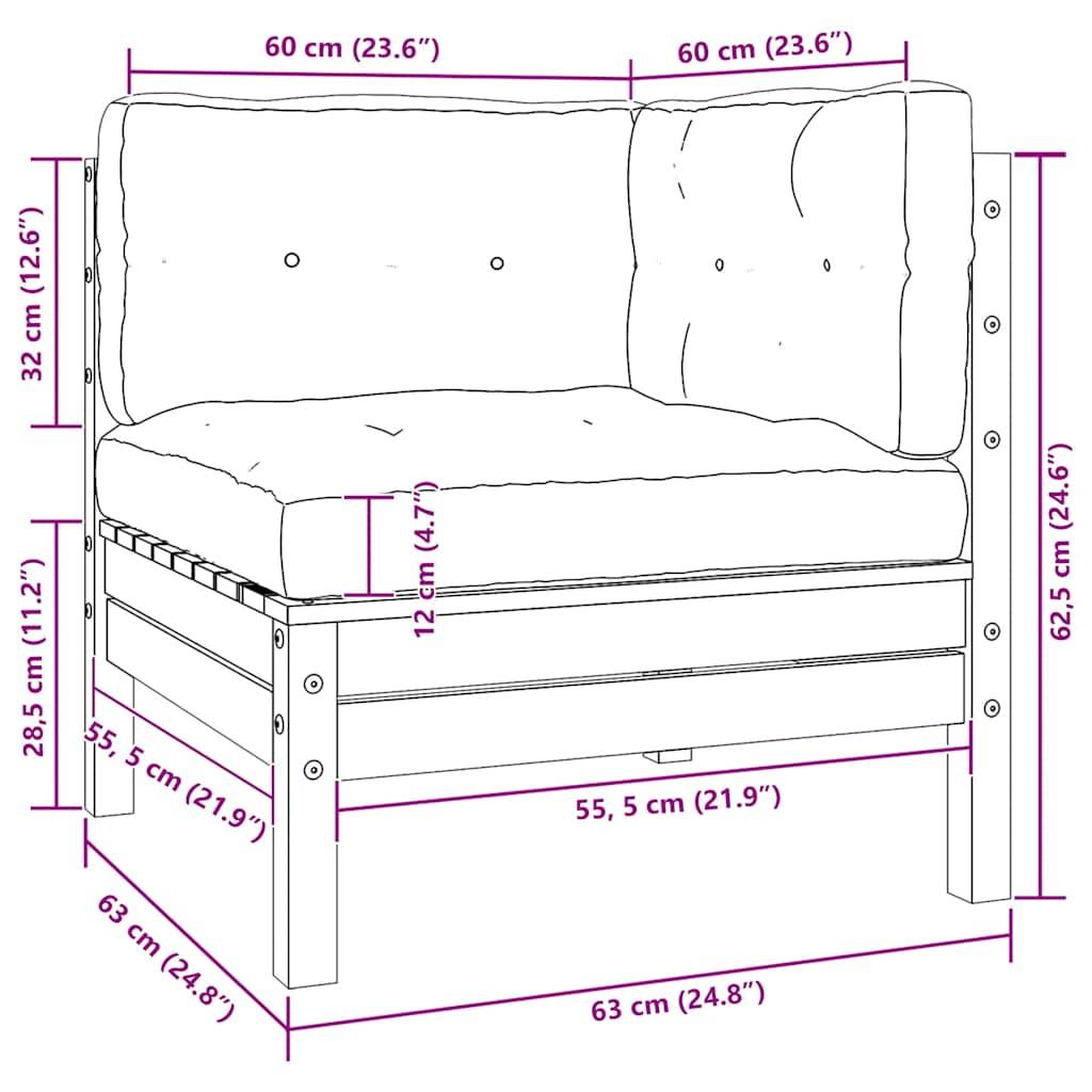 vidaXL Garten-Ecksofa mit Kissen Weiß Massivholz Kiefer